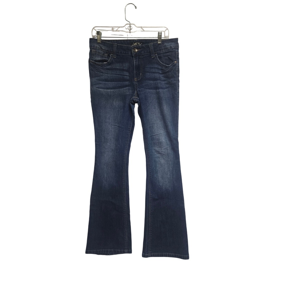 LEI Sophia Hipster Flare Jeans‎ Dark Wash Juniors 11 Regular Stretch Denim